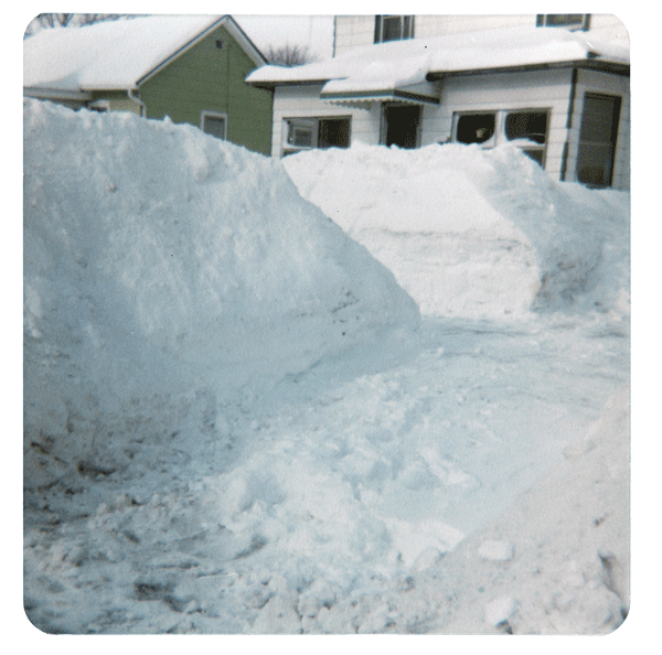 a pathway cleared through snow